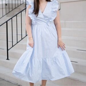 Sugarlips Light Blue Striped Midi Dress